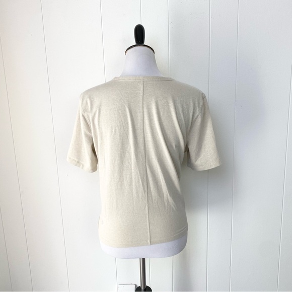 Lululemon Crescent T-Shirt Spark Gold Bone Short Sleeve Cotton Blend Twist Top 6 - Picture 2 of 11